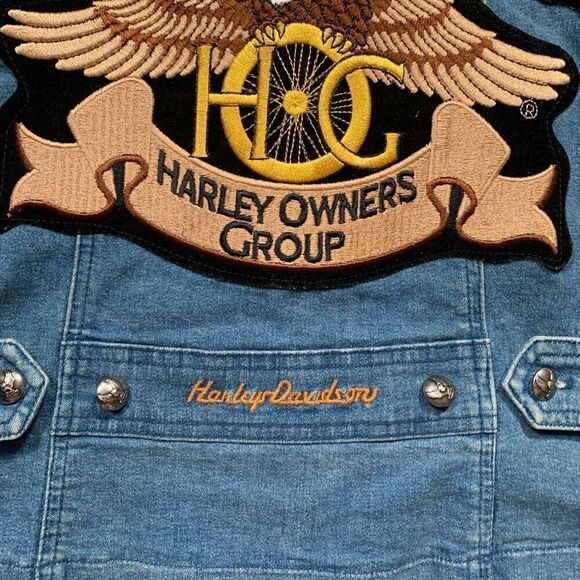 Vintage Harley Davidson Denim Vest Medium Wash Utah Chapter Motorcycle Patches - Picture 15 of 16